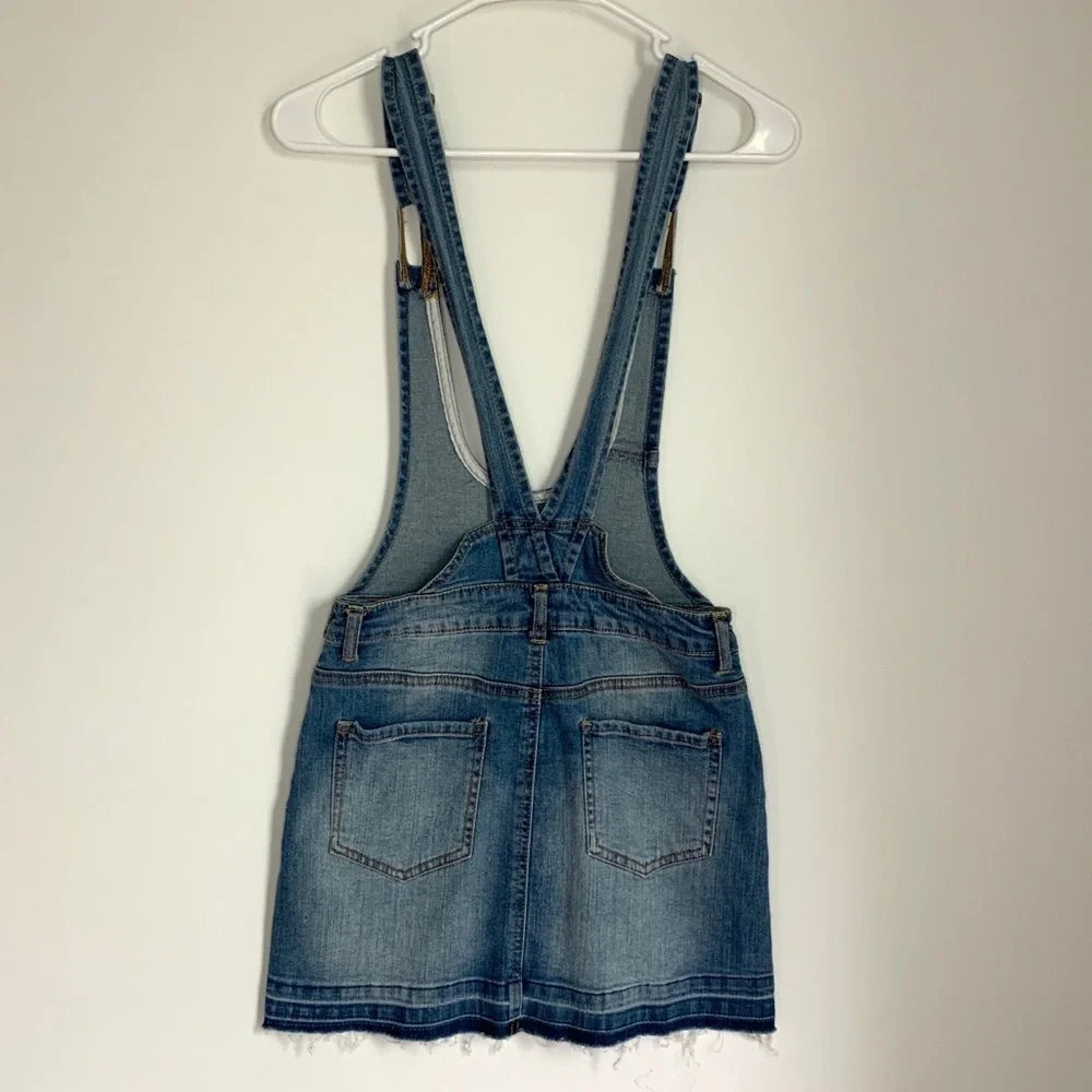 Hot Topic Denim Overall Skirt‎ Skirtall Distressed XS